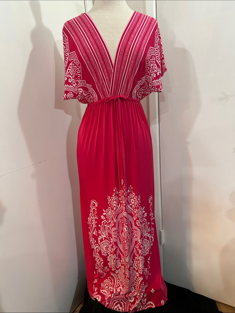 Just Love Fuchsia Red Paisley-Print Maxi Dress